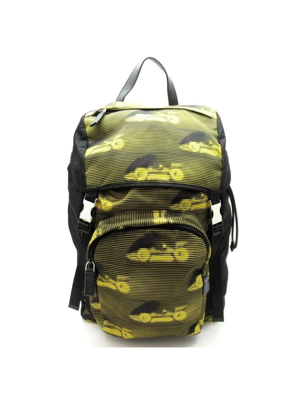 Prada Tessuter Cars Backpack Nylon Nero Giallo